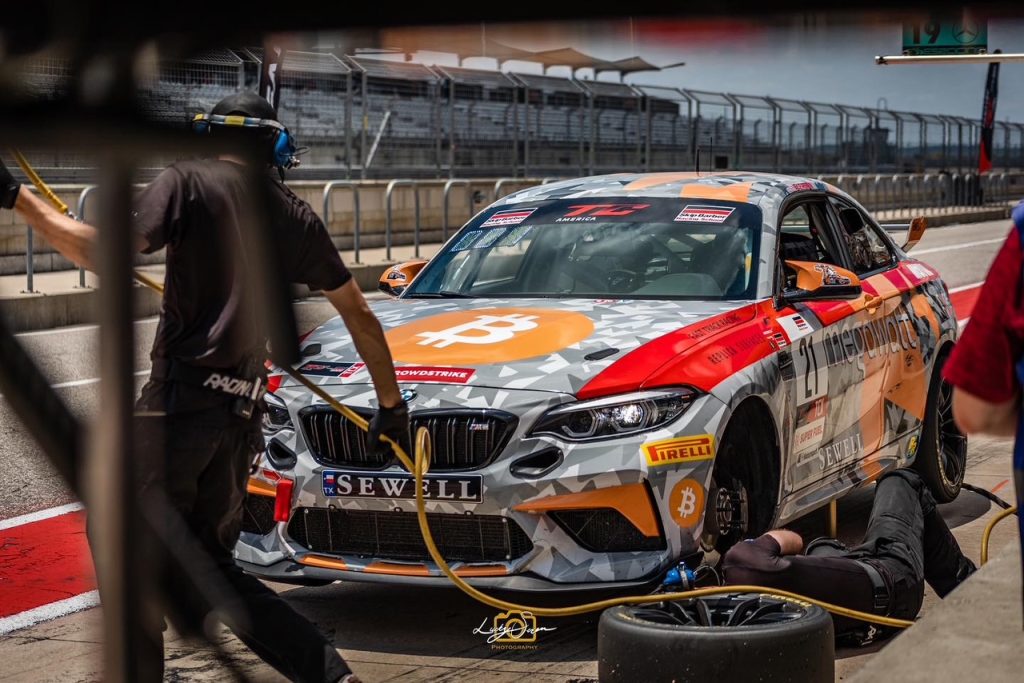 BMW M2 CS Racing TCX car during a pit stop